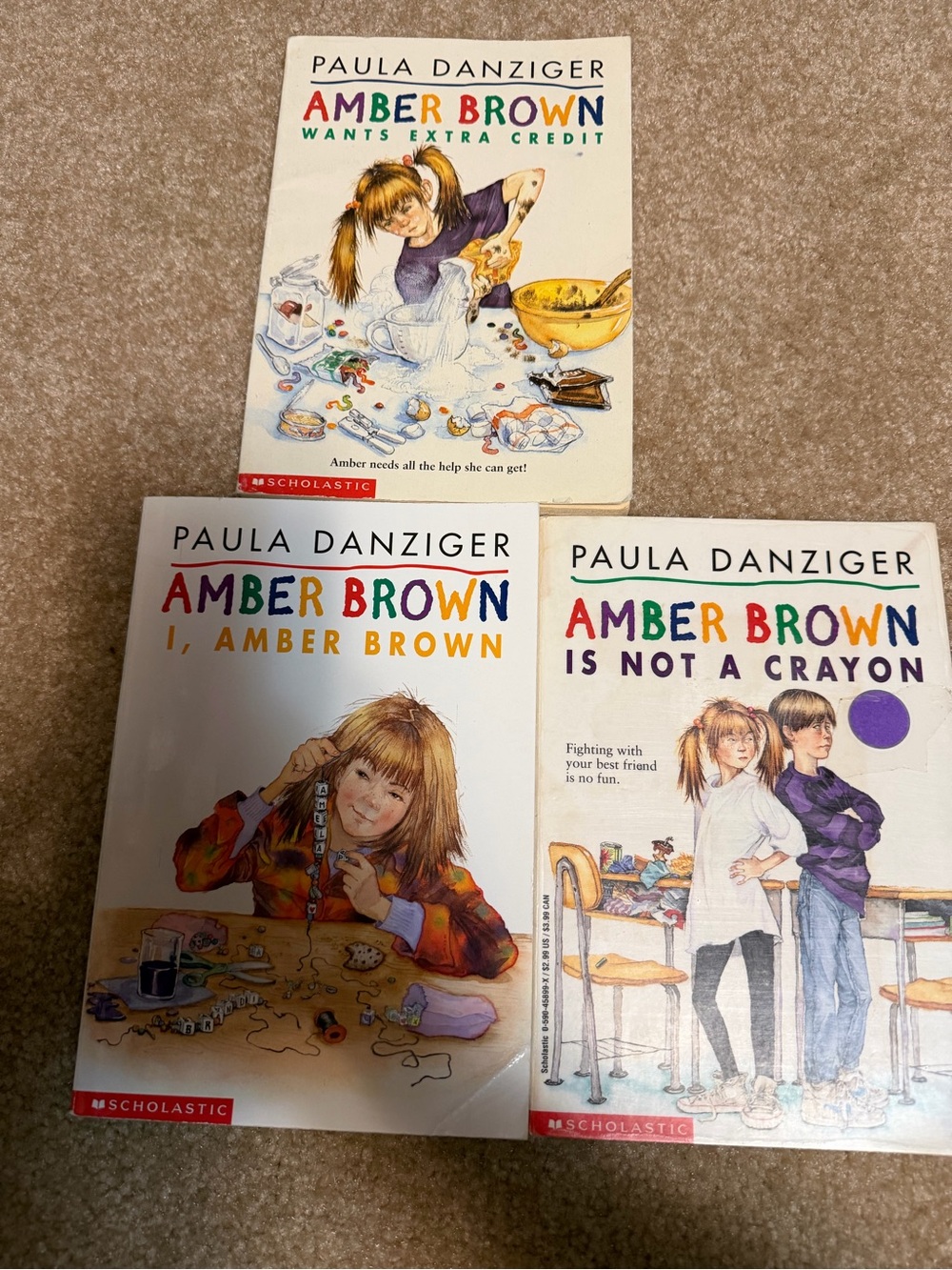 Lot of 3 vintage paperback children's books from the Amber Brown series